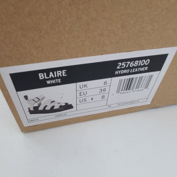 Dr Martens Blaire Quad Women's Strap Sandals White Hydro Leather Size 8 New - Picture 3 of 10